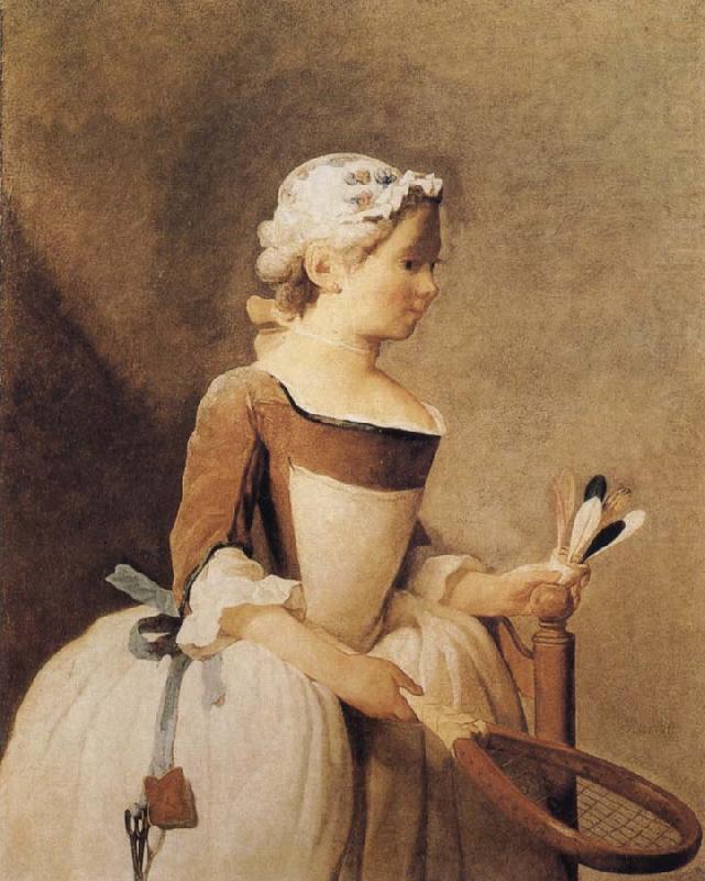 Girl with a Racquer and Shuttlecock, Jean Baptiste Simeon Chardin
